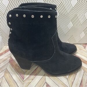 Splendid Womens Esmae Black Suede Studded‎ Block heel Ankle Boots Shoes NWOT G8